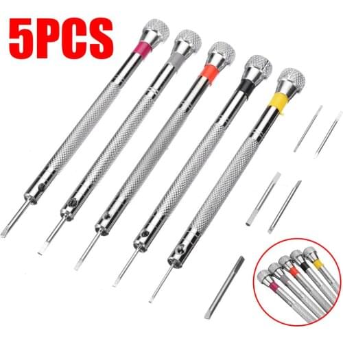 5pcs Silver Clock Watch Tools Screwdriver Set Link Pin Remover Screwdrivers for Watch Repair Tool Kit