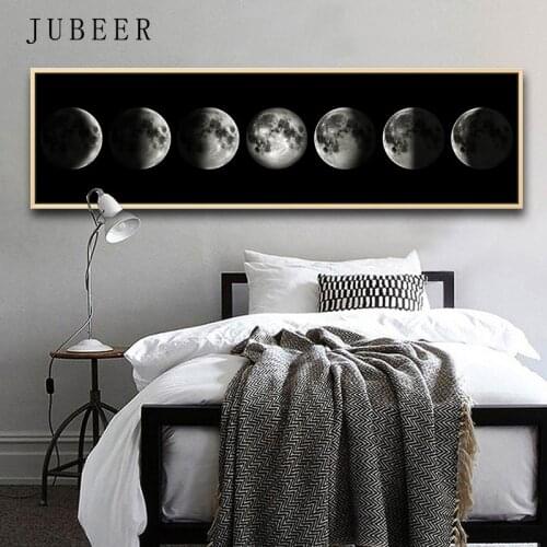 Nordic Style Poster Eclipse of The Moon Canvas Painting Black and White Posters And Prints Wall Art Pictures Bedroom Decoration