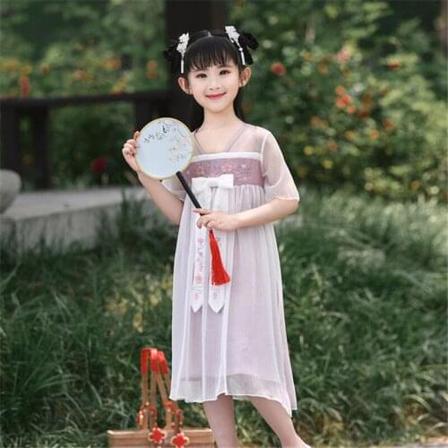 Girls cheongsam hanfu dress childrens festival performance costume tang suit hanfu princess skirt cute dress robe chinoise