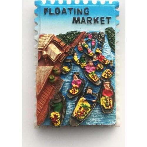 QIQIPP Thailand Bangkok Floating Market Tourist Souvenir Magnet Fridge Magnet Creative Decoration