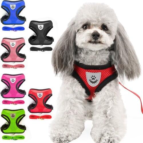 Adjustable Cat Dog Harness Vest Walking Lead Leash For Puppy Dogs Mesh Harness For Small Medium Dog Cat Pet dog harness