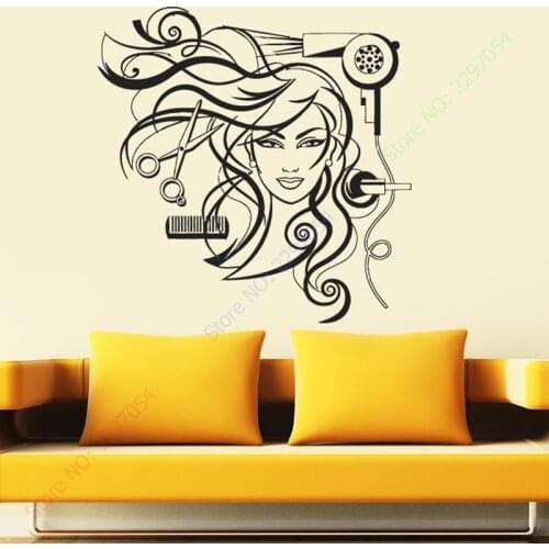 Sexy Girl Vinyl Wall Decal Hairdresser Salon Nail Barber Shop Hair Stylis Wall Sticker Hair Shop Salon Window Glass Decoration