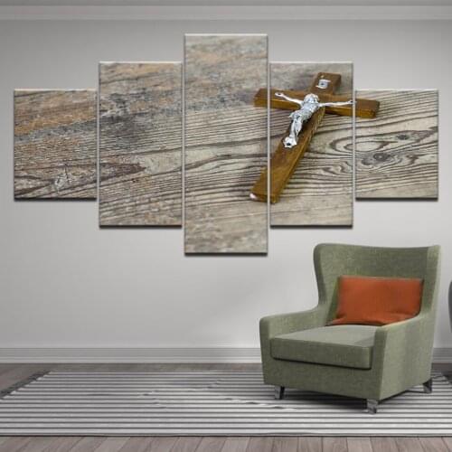 Modern HD Prints Wall Art Canvas bedroom Living room Home Decor poster 5 Pieces Christian religious Jesus Cross Picture Painting