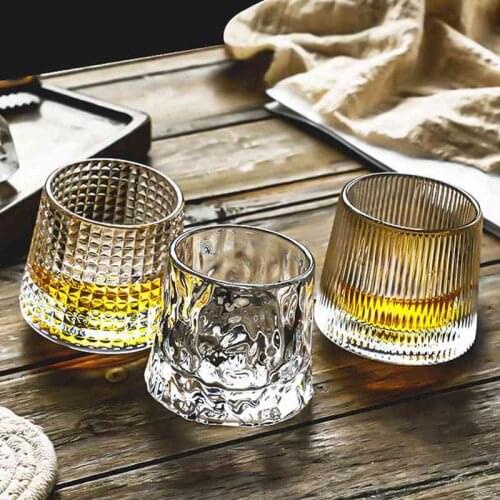 170ML Thickened Rotatable Bottom Whiskey Wine Cup Tumbler Glass Kitchen Drinking Bar Accessories Drinkware
