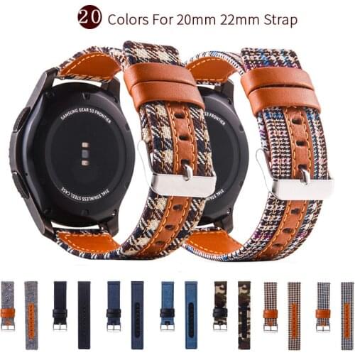 Fabric Leather Strap for Samsung Active 2 3 Galaxy Watch S3 S2 42/46mm 41/45mm Band Bracelet Gear Sport 20mm 22mm Belt Wristband
