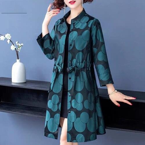 Middle-Aged Mother Spring Autumn Windbreaker Large Size 4XL Trench Coat Women Overcoat Coats Mid-Length Elegant Female Outerwear