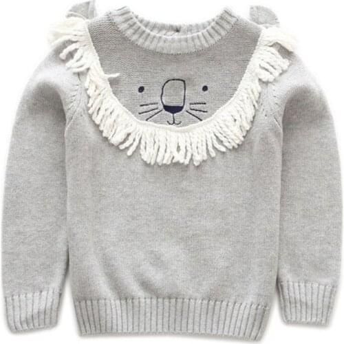 Autumn Winter Baby Kids Girl Boys Long Sleeve Cartoon Lion Knit Sweater Baby Kids Girl Boys Pullover Sweaters Childrens Clothes