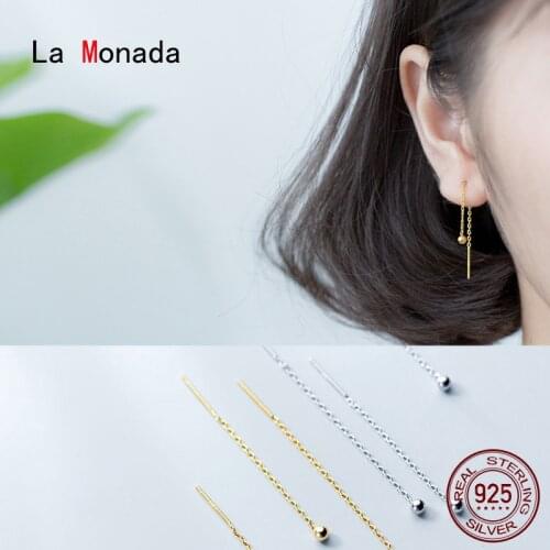 La Monada Bead Tassel Dangling Hanging Earrings For Women Silver 925 Woman Korean Long Drop Earrings Minimalist Female Jewelry