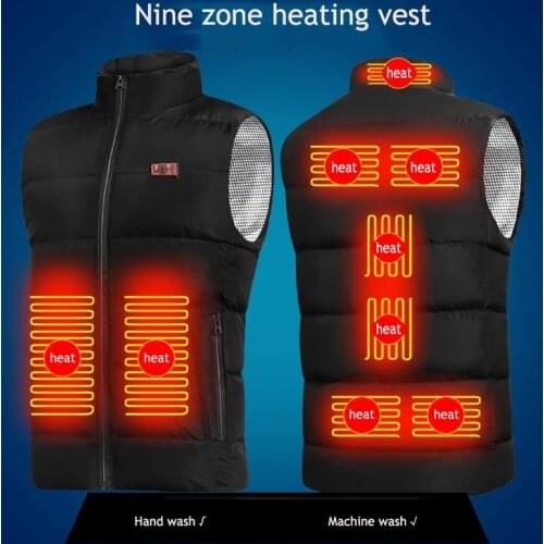 Smart Area 9 Heating Vest Usb Heated Vest Double Switch Control Front And Back Winter Couples Jacket Three Temperatures Usb Vest