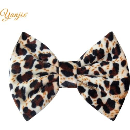 10 pcs/lot Velvet Leopard 5" Hair Bows Barrette Hair Clips For Women 2021 Chic Handmade DIY Girls Hair Accessories Headwear
