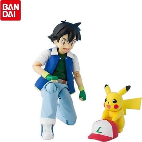 15Cm Bandai Pokemon Originele S.h.figuarts Ash Ketchum Pikachu Model Figuren Cartoon Actie Anime Toys Children Birthday Gift