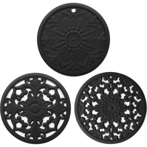 3pcs/Set Modern Kitchen Insulation Pad Countertop Table Non-slip Heat-resistant Silicone Pads for Hot Plates and Pans