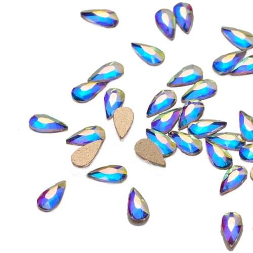 30pcs Raindrop Shape 3*6mm Crystal AB Flat Back Fancy Nail Art Crystal Rhinestones For Wedding Personality Design Beads