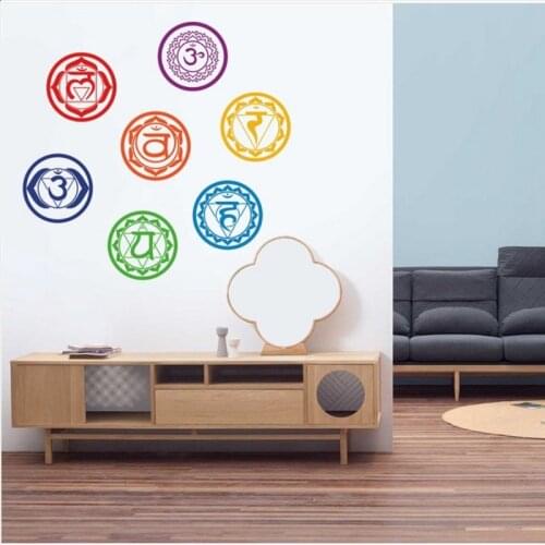 7pcs Color Yoga And Meditation Mandala Stickers Home Decor Wall Stickers For Living Room/yoga Studio With 7 Chakras