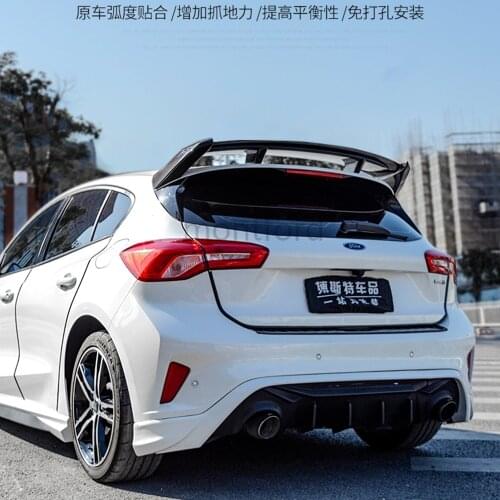 Car Styling For Ford Focus Spoiler 2019-2020 ABS Plastic Unpainted Primer Color Rear Spoiler Wing Trunk Lid Cover Protector