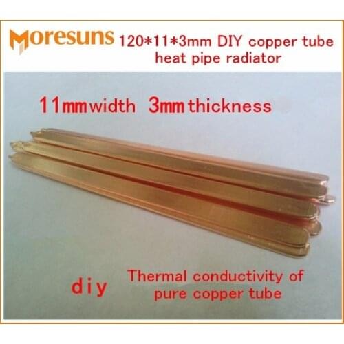 Free Ship 5pcs Thermal conductivity of pure copper tube 120*11*3mm DIY copper tube heat pipe radiator Sintered heat pipe