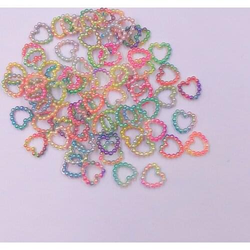 1000pcs 11mm Rainbow Color heart shape ABS imitation pearl beads for Party Decoration Confetti DIY scrapbooking