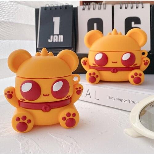 Yellow Little Bear Silicone Case for Airpods 1 2 Cartoon Cute Case for Apple Airpods Pro Wireless Earphone Cover Charging Box