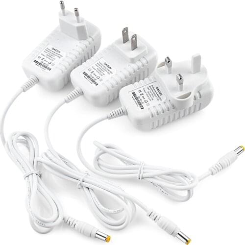 DC12V 2A Lights Universal Transformer Power Supply Adapter white cover Charger adapter for string LED light strips US EU UK Plug