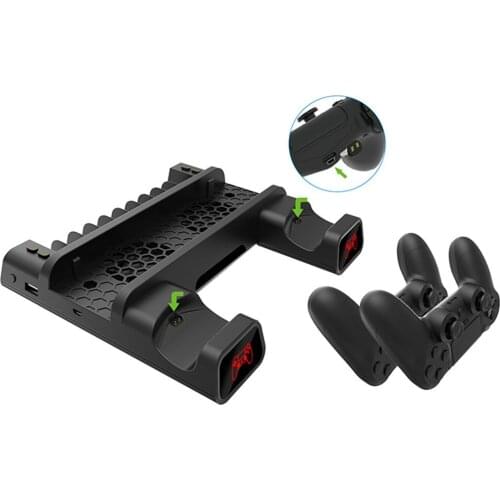 For PS4/PS4 Pro/PS4 Slim Charging Dock Vertical Stand Cooling Fan For PS4 Controller Charger With LED light Base 319#2