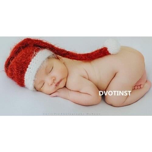 Dvotinst Baby Photography Props Crochet Knit Newborn Christmas Hats Bonnet Fotografia Accessory Studio Shoot Photo Shower Gift