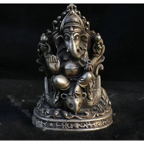 China buddhism fane Silver wealth Elephant Jambhala Fortuna Mammon buddha statue