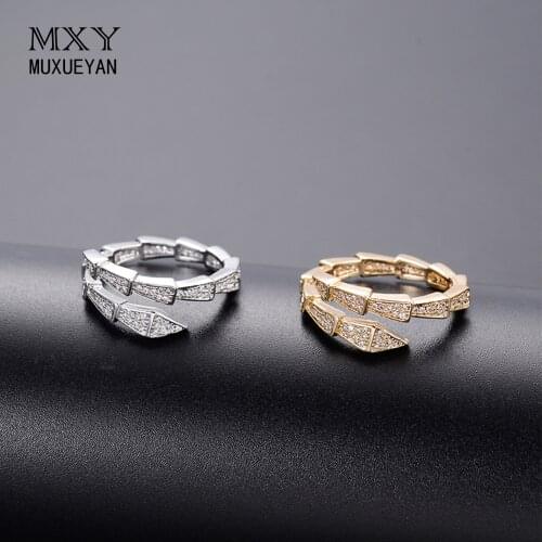 MUXUEYAN Open irregular Geometric Ring For Women Micro Paved Zircon Rings For Ladies Gold Color Modern Female Jewerly 2021