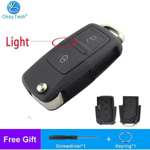 OkeyTech 2 Buttons Folding Flip Replacement Car Key Shell For VW Golf 4 5 Passat b5 b6 polo Touran Remote Car Key Shell Fob