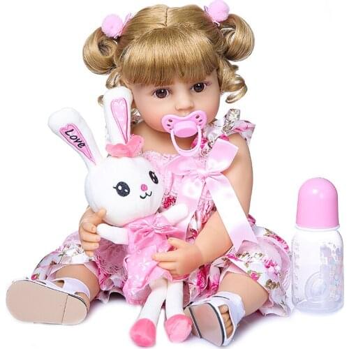 NPK 55CM bebe doll reborn toddler girl doll full body silicone soft real touch flexible anatomically correct