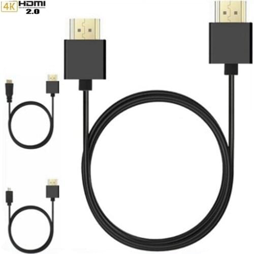 Micro HDMI-compatible male to HDMI OD 3.0mm Super Soft Thin Cables & Mini HDMI male Cable 2k*4k hd @60hz Light-weight Portable