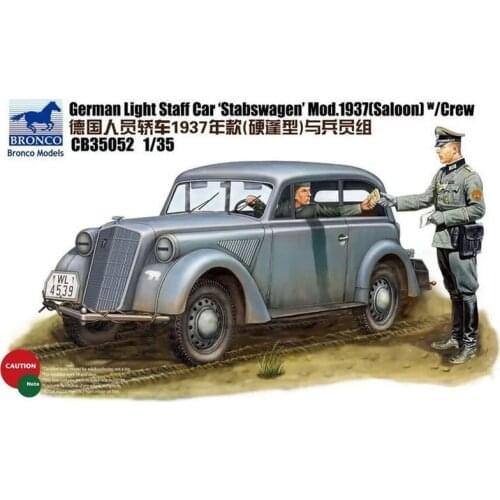 BRONCO CB35052 1/35 German Light Staff Car 'Stabswagen'Mod.1937(Saloon) w/Crew - Scale Model Kit