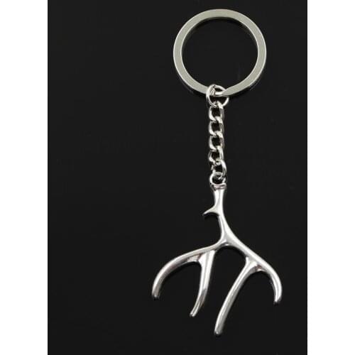 Fashion 30mm Key Ring Metal Key Chain Keychain Jewelry Antique Bronze Silver Color Plated Antler Deer 51x40mm Pendant