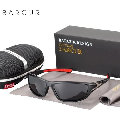 BARCUR Sport TR90 Material Sunglasses Frame Polarized Men Rectangle Ultralight Eye Sport Cicling Eyewear UV400 Protection