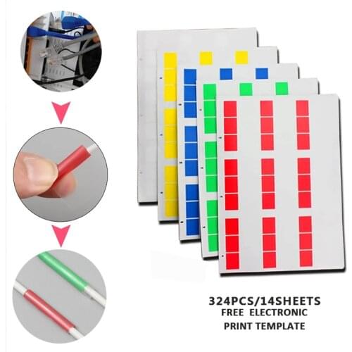324Pcs Cable Label Organizer Sticker A4 Paper Wire Ethernet Network Electrical Marker Print Cord Tag with Print Template