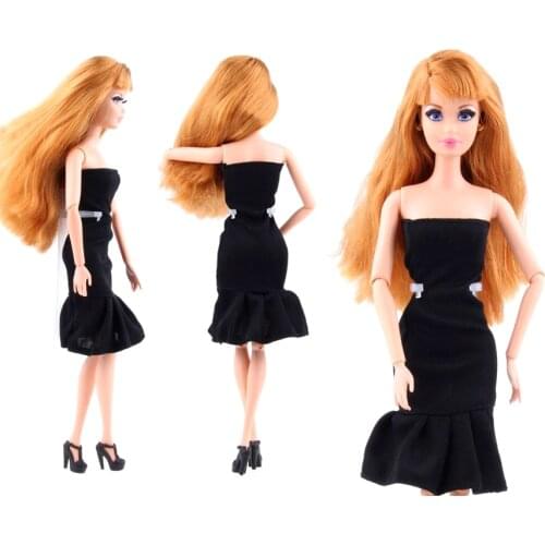 NK One Set Princess Doll Handmade Colthes Fashion Dress Lady Black Cool Outfit For Barbie Doll 003A DZ