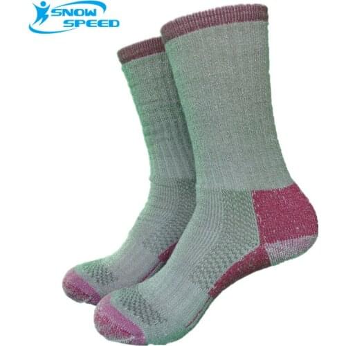 1 Pair Outdoor Sports Winter 80% Merino Wool Thick Hiking Socks Womens Socks Colorful