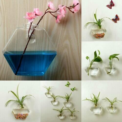 Hanging Glass Vase Flower Planter Pot Terrarium Container Home Garden Decor