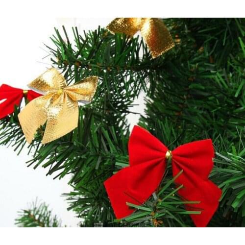 Christmas Baubles Bow Decoration Hanging Ornament Tree Wreath Garland Hamper Pre-tied Velvet Ribbon Bows party decor gift 6cm