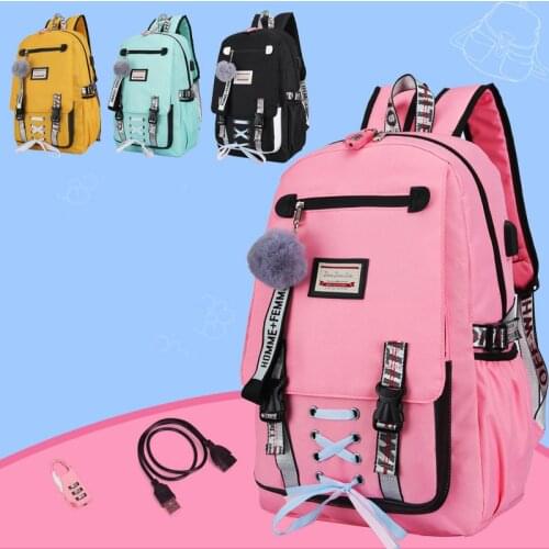 Large School Bags for Teenage Girls Usb with Lock Anti Theft Backpack Women Book Bag Big High School Bag Youth Leisure College