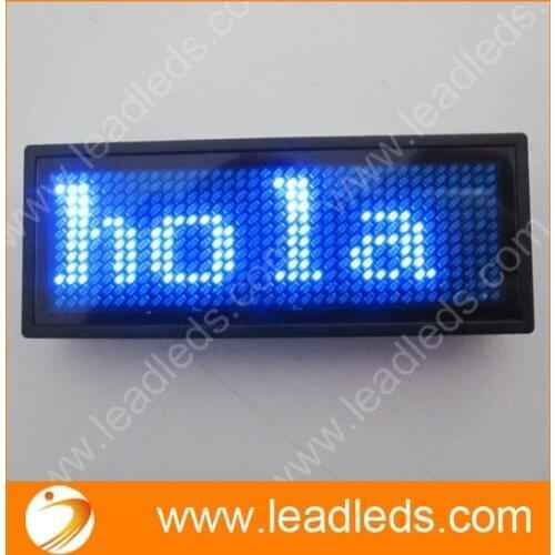 Blue 11x33 pixels scrolling led message badge name tag card
