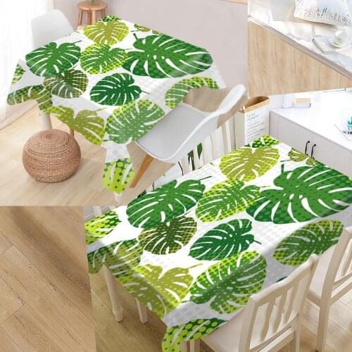 Monstera Pattern Custom Table Cloth Oxford Fabric Rectangular Waterproof Oilproof Table Cover Family Party Tablecloth