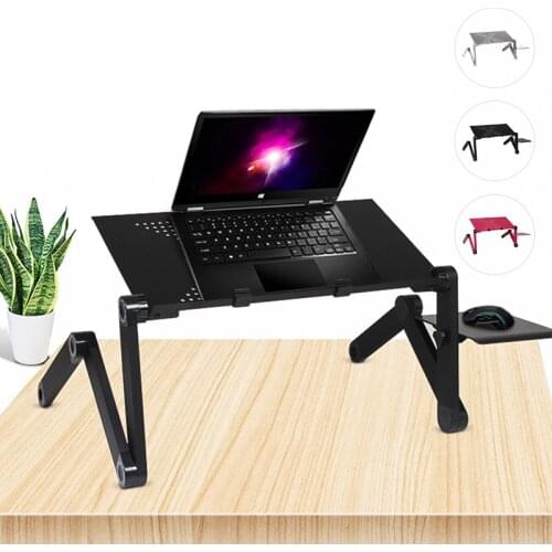 Adjustable Laptop Table Portable foldable laptop desk aluminum bed table lap stand with Mouse board and No fans for computer