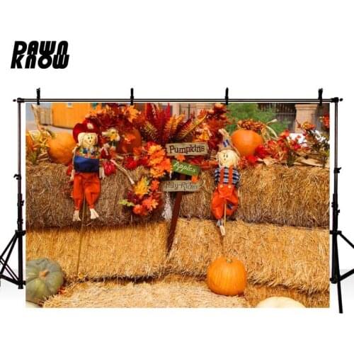 DAWNKNOW Vinyl Photography Background Halloween Party For Children Pumpkin Polyester Backdrops For Photo Studio HA196