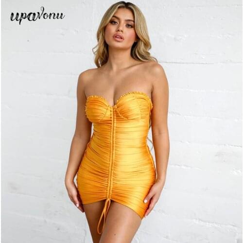 Free Shipping Sexy Lace-Up Draped Dress 2021 New Womens Summer Sleeveless Bodycon Halter Dress Club Night Party Mini Vestidos