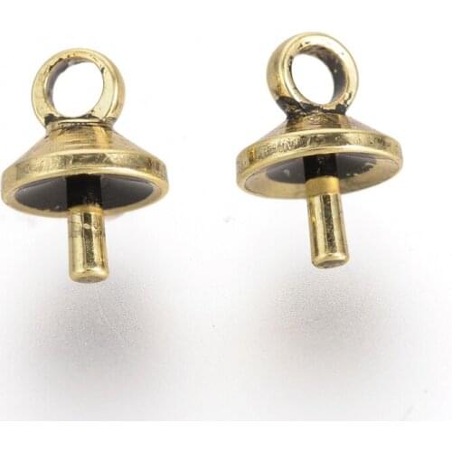 1000pcs Brass Cup Pearl Bail Pin Pendants For Half Drilled Beads 7x5x5mm For DIY Jewelry Making Necklaces Handicrafts Supplies