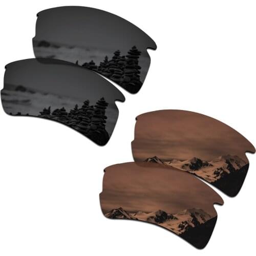 SmartVLT 2 Pairs Polarized Sunglasses Replacement Lenses for Oakley Flak 2.0 XL Stealth Black and Amber Brown