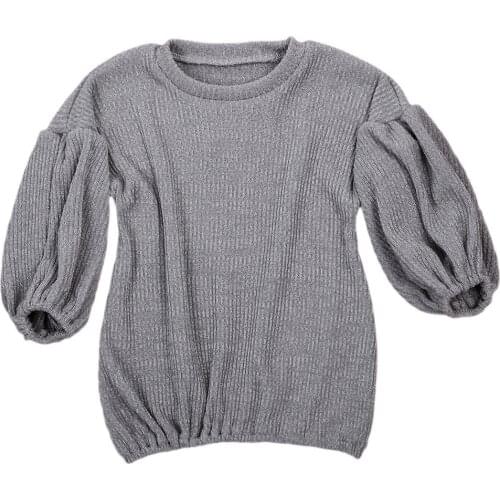 2018 Cute Baby Girls Kids clothes Thick Lantern Sleeves Top Jumper Red sweater Blouse Size 1-6T