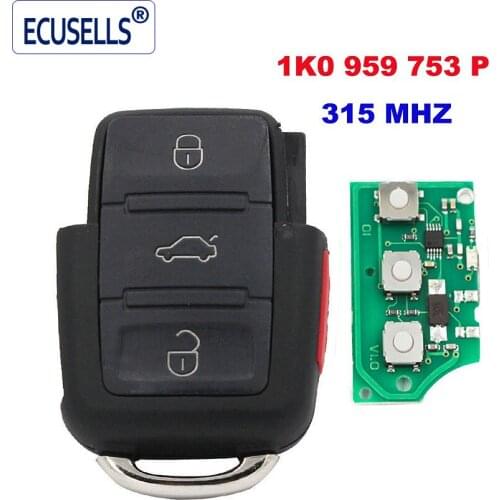 3+1 Buttons 315MHZ Remote Control 4 Buttons Key Fob 1K0 959 753 P 1K0959753P FOR VW