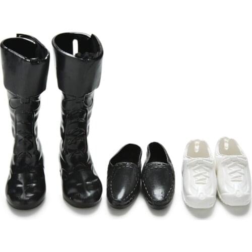 3 Pairs cute Clothes Accessories Dress Up For girl Friend Dolls Cusp Shoes Sneakers Knee High Boots For girl Boyfriend Ken