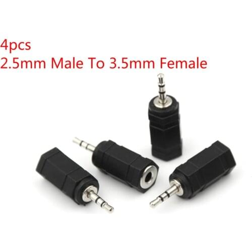 4pcs 2.5 Mm Male To 3.5 Mm Female 2.5 To 3.5 Stereo Jack Audio Pc Phone Headphone Earphone Converter Adapter Cable Plug